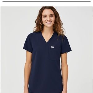 Figs Navy One-Pocket Top